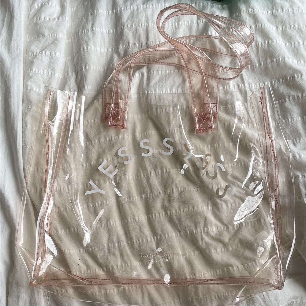 Kate Spade Pink Clear Tote with Lettering